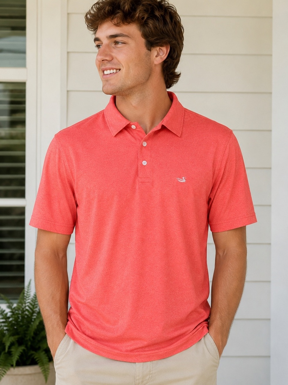 Southern Marsh Coral Orange Men’s Polo Medium